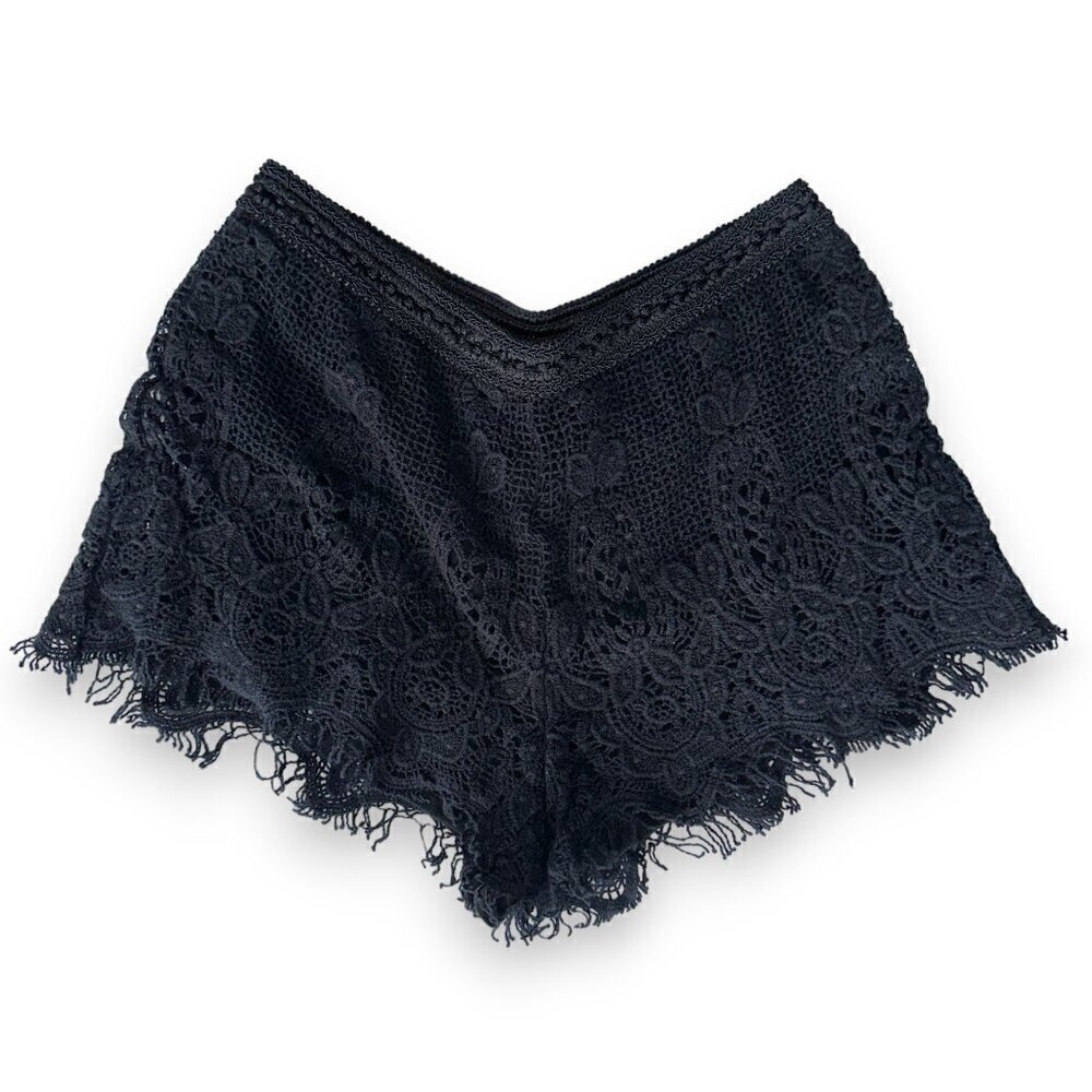 FIRE LOS ANGELES BOHEMIAN STYLE CROCHET SHORT SHORTS IN BLACK SZ S 100%  COTTON